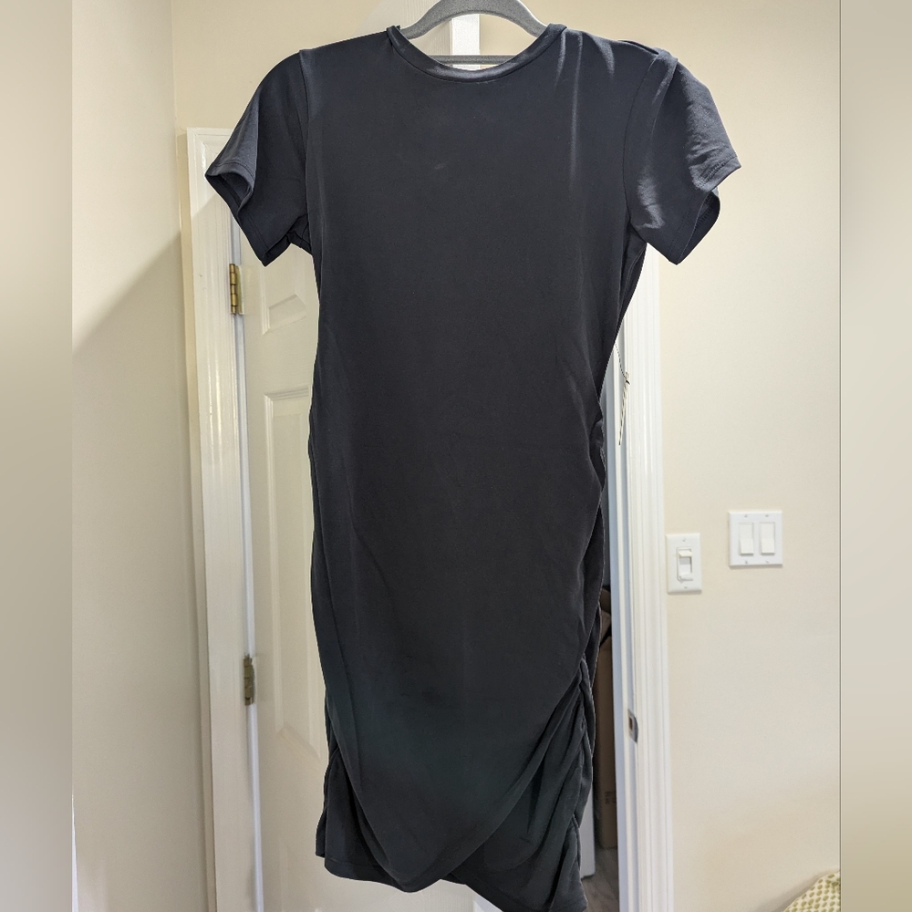 Silked sueded ruched T-shirt dress